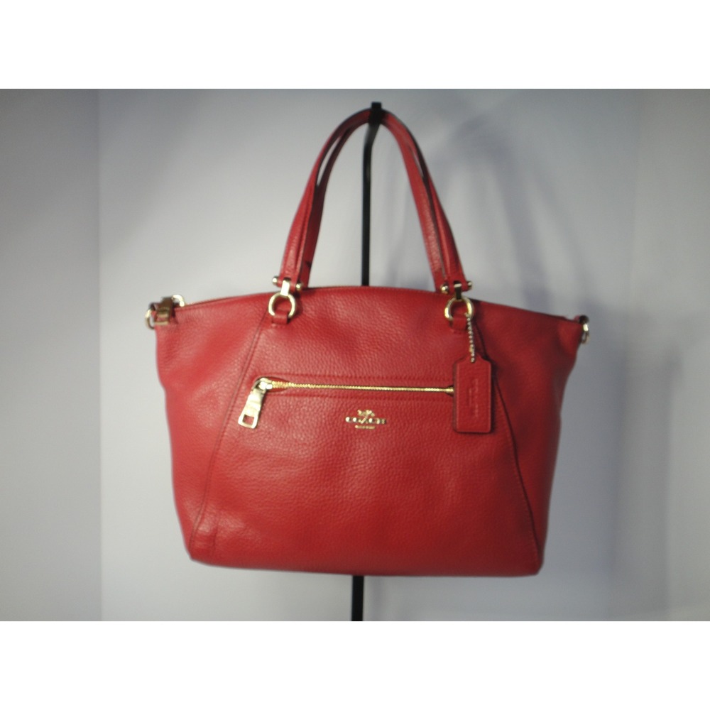 Coach Prairie‎ Satchel Red Pebble Leather Handbag Gold Hardware F79997 Women's
